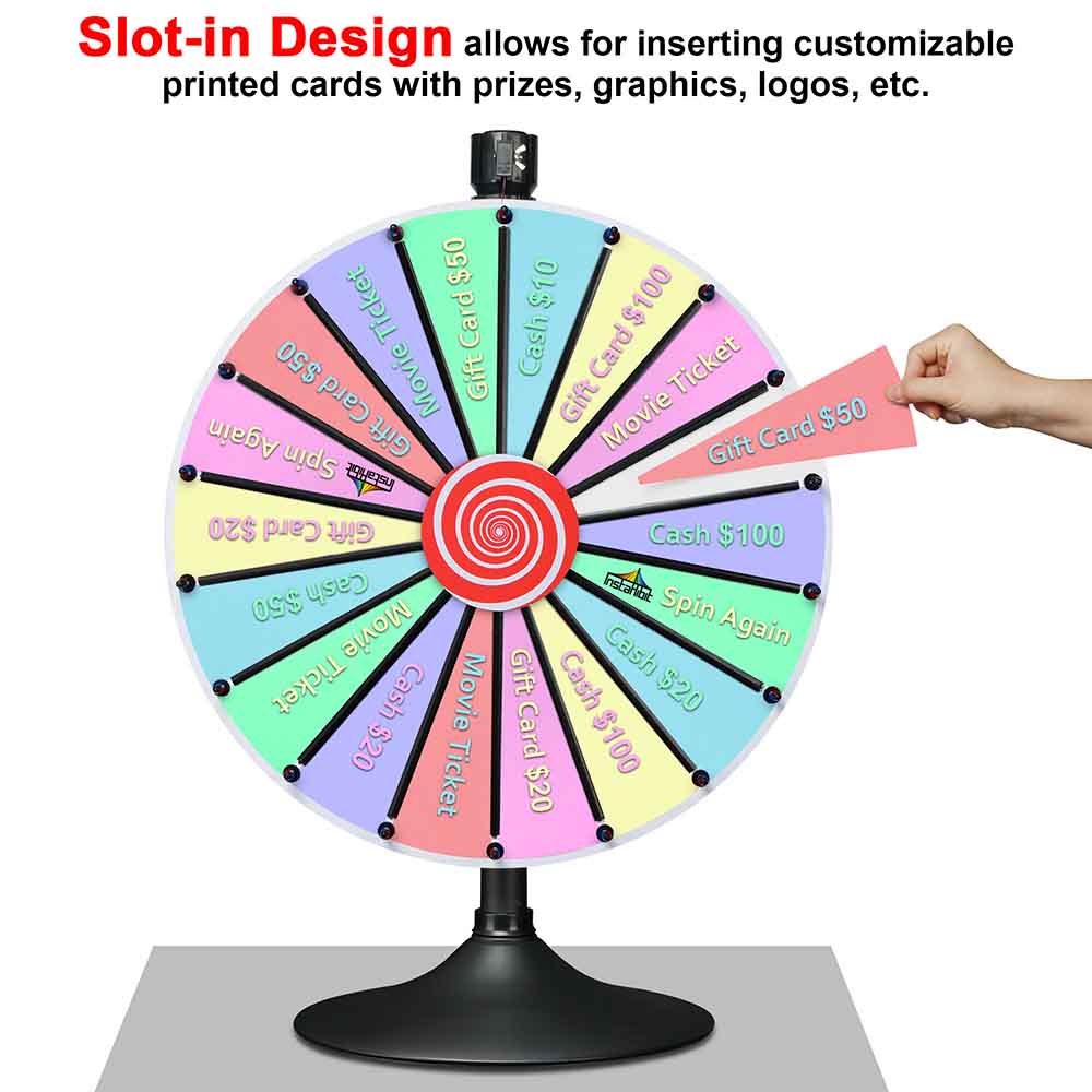WinSpin 24" 18 Slot Adjustable Spinning Prize Wheel
