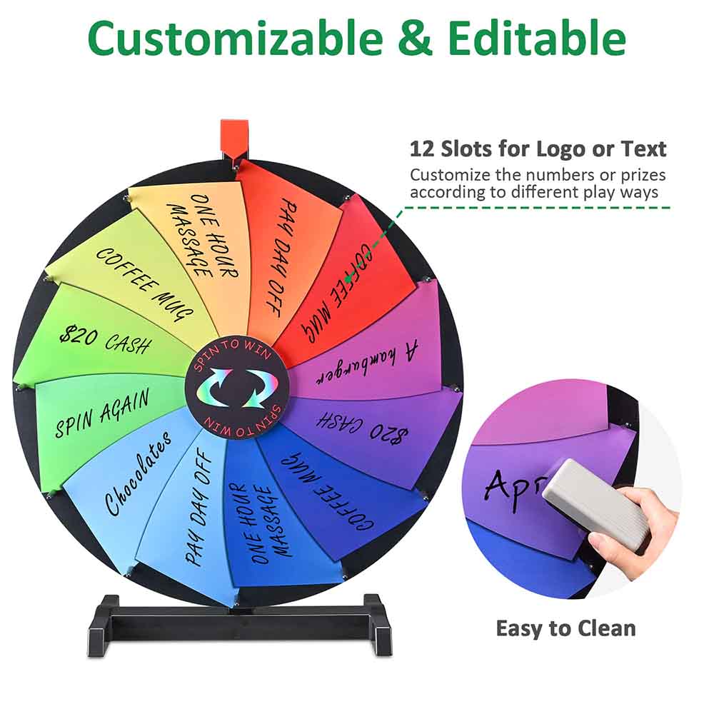 Yescom 24" Tabletop Colorful Dry Erase Prize Wheel Pinwheel Image