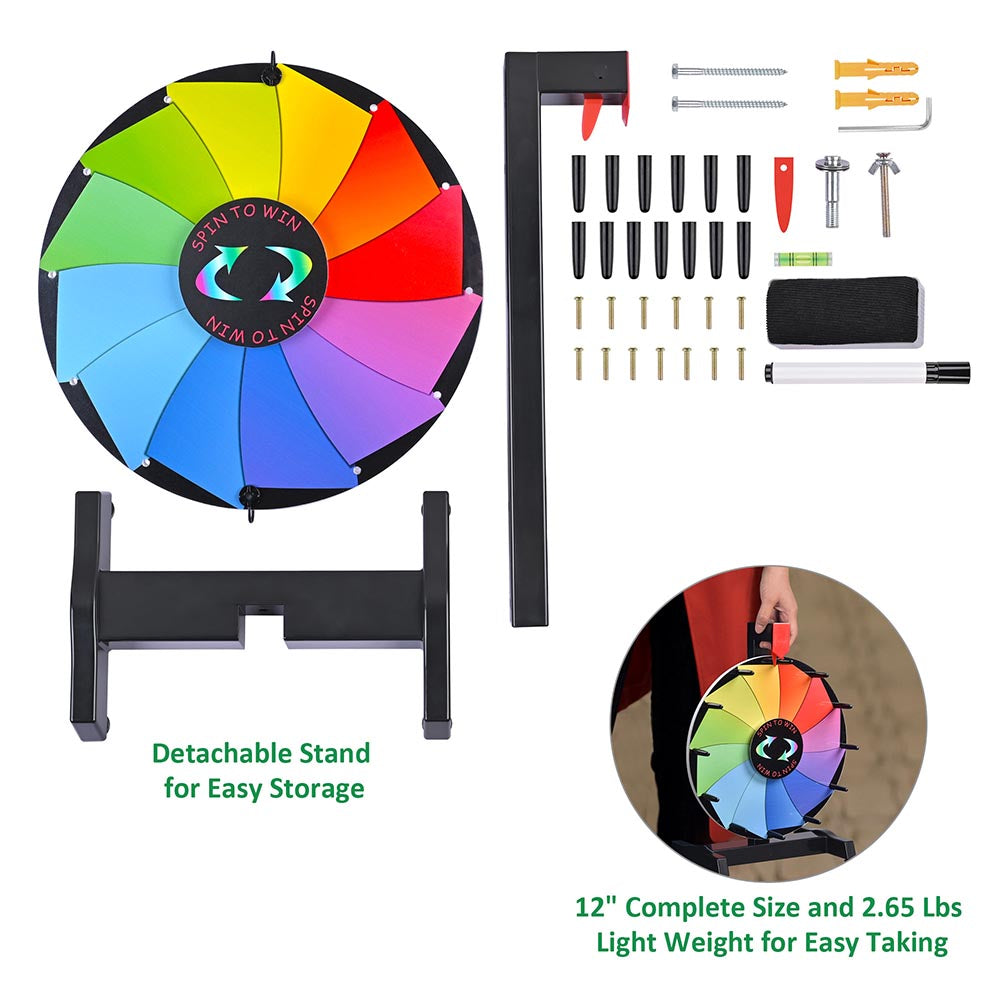 Yescom 12" Wall Mounted and Tabletop Prize Wheel 12 Slots Image