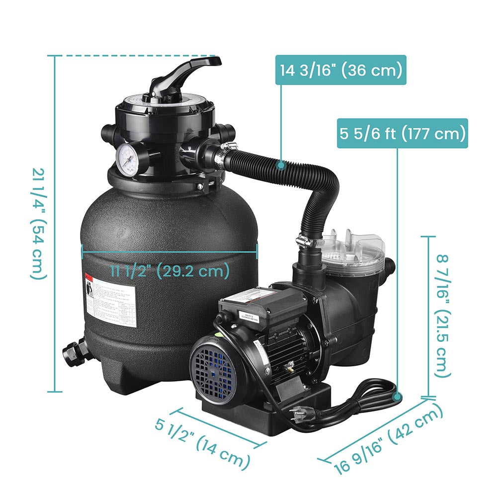 Yescom 12" Sand Filter and 3/4 HP Pool Pump Above Ground Pool SPA Image