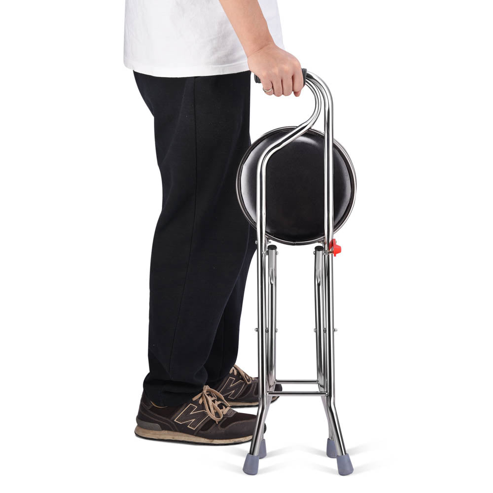 Yescom Medical Folding Walking Cane w/ Seat Lightweight Stool Image