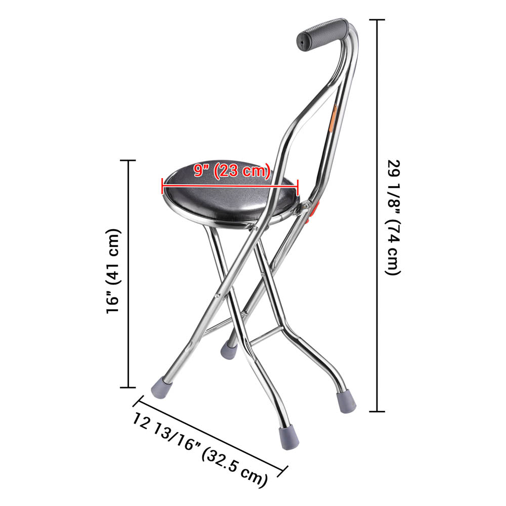 Yescom Medical Folding Walking Cane w/ Seat Lightweight Stool Image