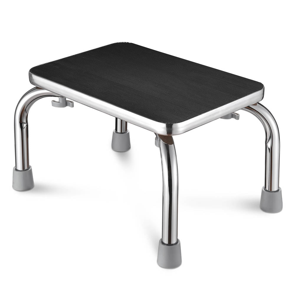 Yescom Medical Single Step Stool Footstool Chrome Steel Non-skid Rubber, 1ct/pk Image