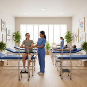 Yescom Medical Single Step Stool Footstool Chrome Steel w/ Handrail Image