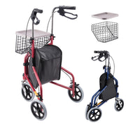 Yescom 3 Wheels Aluminum Rollator Walker w/ Brakes Basket & Bag Image