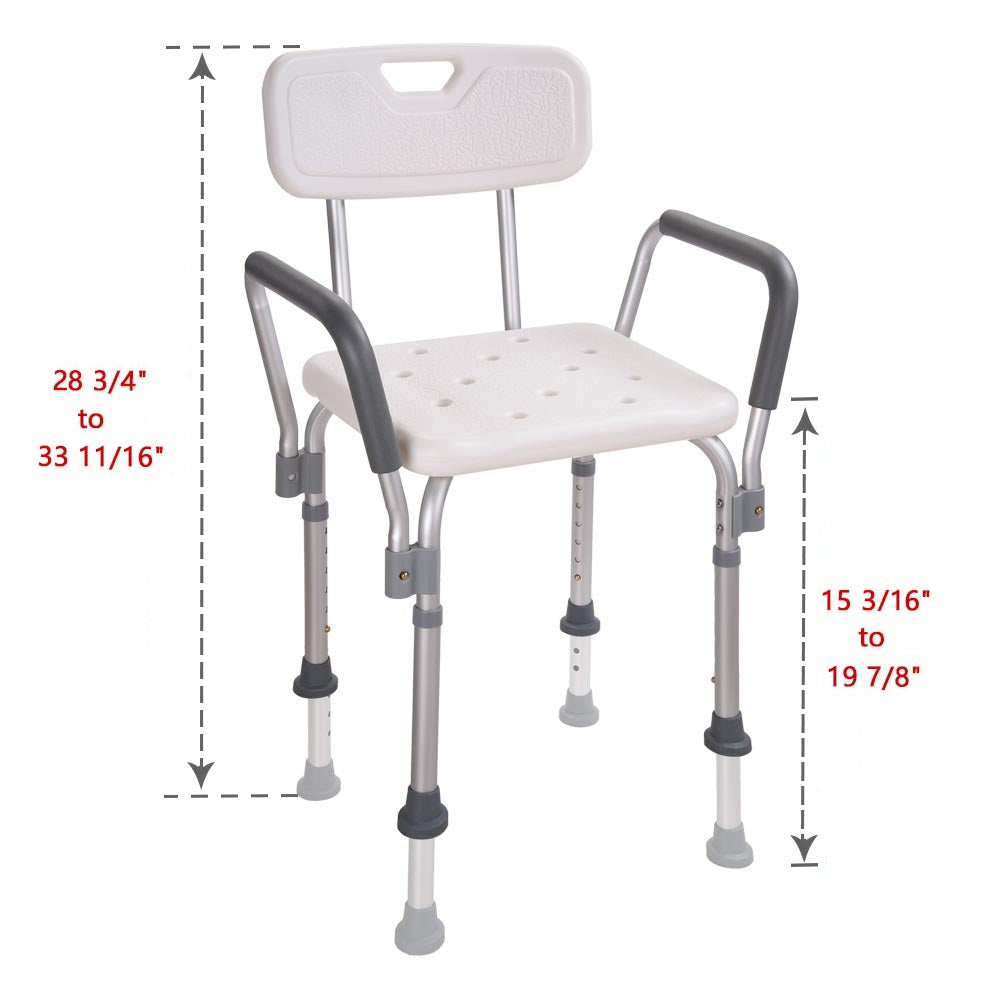 Yescom Shower Stool Bath Chair w/ Armrest & Back 220 LBS Capacity