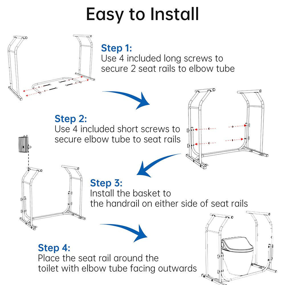 Yescom Freestanding Toilet Safety Rail Handrail with Magazine Rack Image