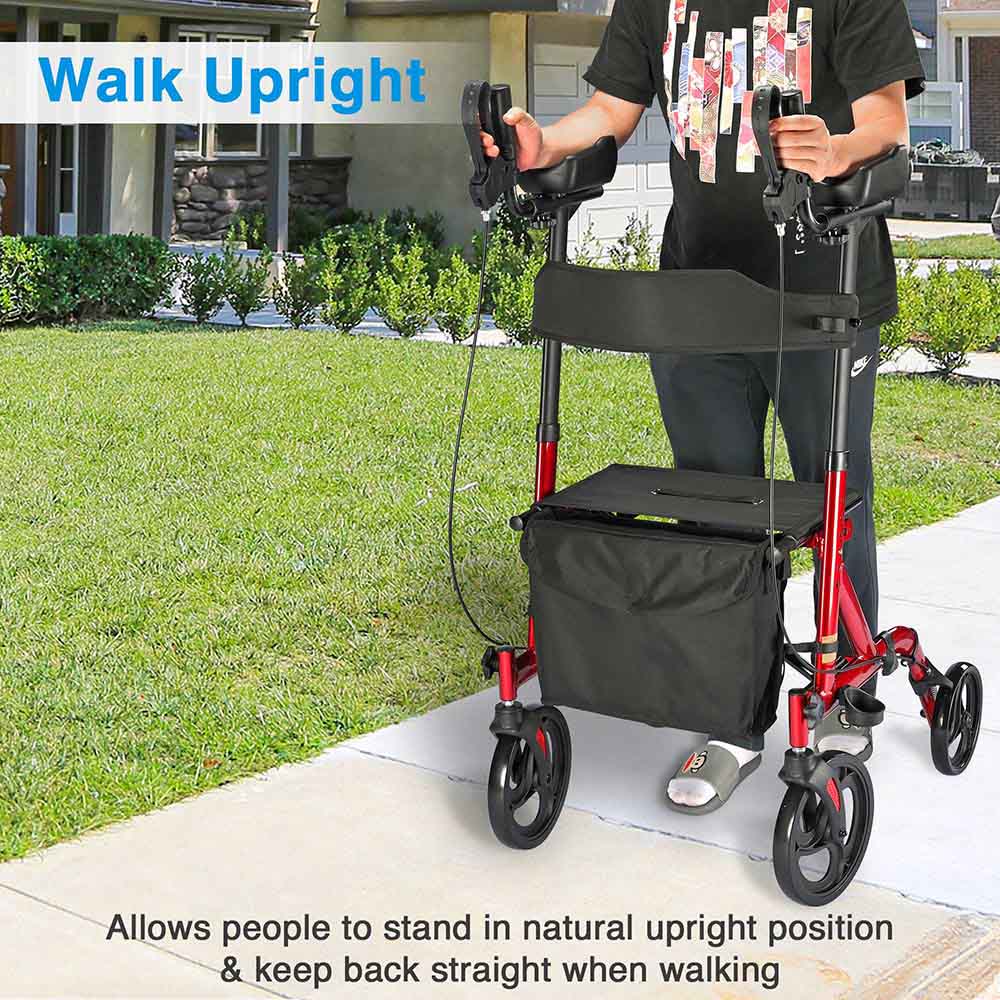 Yescom Upright Walker Stand Up Walker Folding Rollator 4 Wheels Image