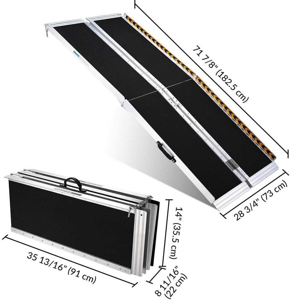 Yescom Wheelchair Ramp 600lb Capacity 6'x29" Aluminum w/ Non-Slip Surface Image