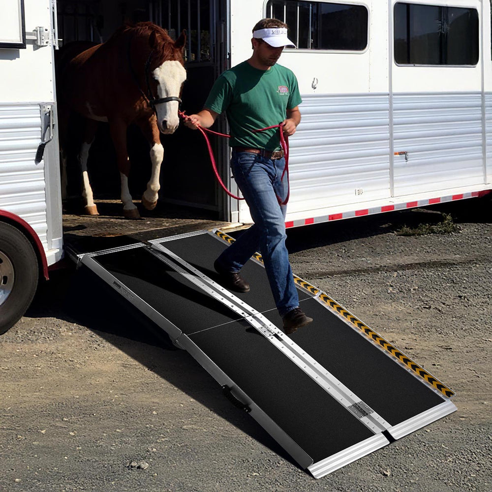 Yescom Wheelchair Ramp 600lb Capacity 6'x29" Aluminum w/ Non-Slip Surface Image
