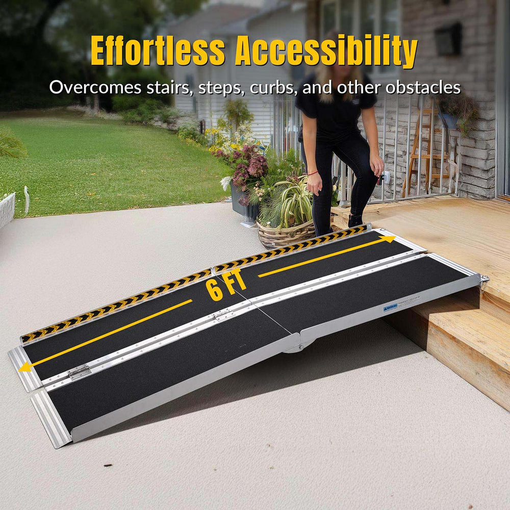 Yescom Wheelchair Ramp 600lb Capacity 6'x29" Aluminum w/ Non-Slip Surface Image