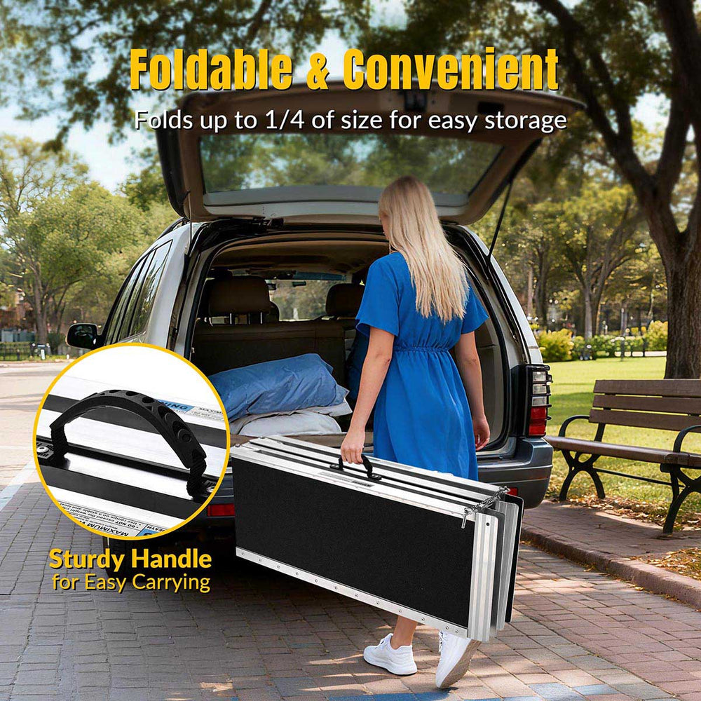 Yescom Wheelchair Ramp 600lb Capacity 6'x29" Aluminum w/ Non-Slip Surface Image