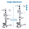 Yescom NexusX Dual-Monitor Rolling Computer Cart w/ Locking Metal Drawer