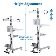 Yescom NexusX Dual-Monitor Rolling Computer Cart w/ Locking Metal Drawer Image