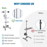Yescom NexusX Dual-Monitor Rolling Computer Cart w/ Locking Metal Drawer Image