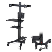 Yescom NexusX PC Computer Cart Workstation with Power Strip 2-Monitor, Black - Two 32in Monitor Image