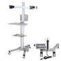 Yescom NexusX Industrial Computer Cart Shop Floor Workstation | Dual 32in, Power Strip, Silver Image