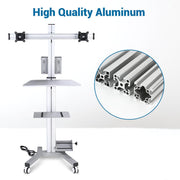 Yescom NexusX Industrial Computer Cart Shop Floor Workstation | Dual 32in, Power Strip Image