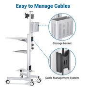 Yescom NexusX Rolling Computer Cart with Locking Metal Drawer Image