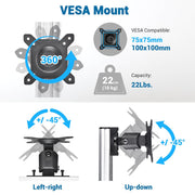 Yescom NexusX Dual-Monitor Rolling Computer Cart w/ Locking Metal Drawer Image