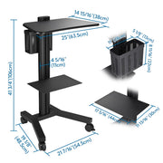 Yescom NexusX Laptop Cart with Printer Shelf Adjustable Height Image