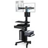 Yescom NexusX Dual-Monitor Rolling Computer Cart w/ Locking Metal Drawer