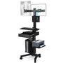 Yescom NexusX Dual-Monitor Rolling Computer Cart w/ Locking Metal Drawer, Black Image