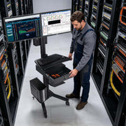 Yescom NexusX Dual-Monitor Rolling Computer Cart w/ Locking Metal Drawer Image