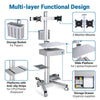 Yescom NexusX Dual-Monitor Rolling Computer Cart w/ Locking Metal Drawer