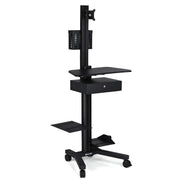 Yescom NexusX Rolling Computer Cart with Locking Metal Drawer, Black Image