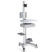 Yescom NexusX Rolling Computer Cart with Locking Metal Drawer, Silver Image