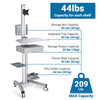 Yescom NexusX Rolling Computer Cart with Locking Metal Drawer