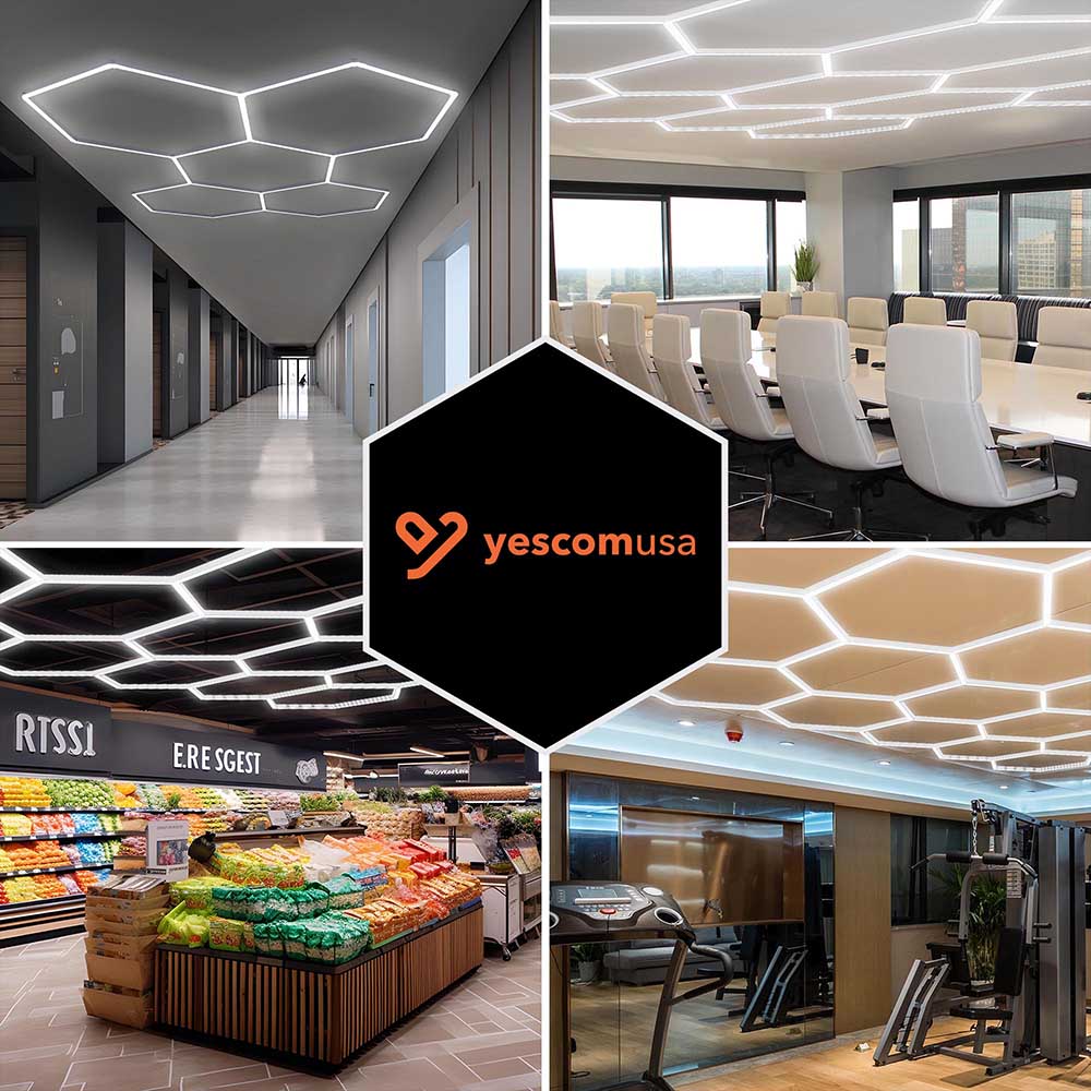Yescom Hexagon Garage Light 5-Grids Ceiling/Wall Mount Image
