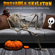 Yescom 5.6ft Skeleton Posable Halloween Decoration with Pirate, Cowboy, Day of Dead Costume Image
