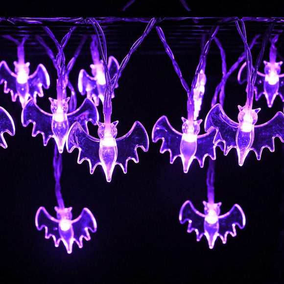Yescom 15Ft Halloween String Lights Purple Bat Remote Control Image