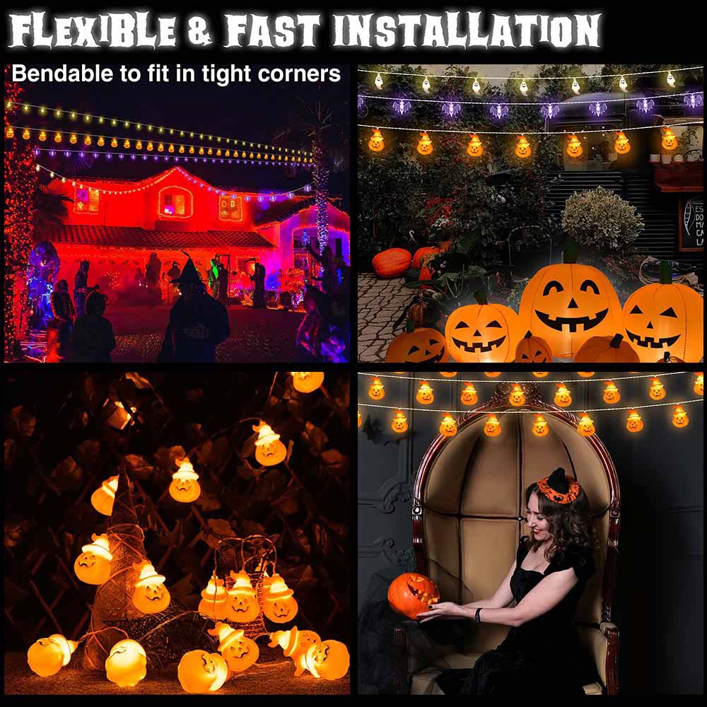 Yescom 10Ft Halloween String Lights Orange Pumpkin 20 LEDs Image