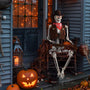 Yescom 5.4ft Skeleton Posable Halloween Decoration with Pirate, Cowboy Costume, LED Cowboy Image