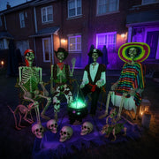 Yescom 5.6ft Skeleton Posable Halloween Decoration with Pirate, Cowboy, Day of Dead Costume Image