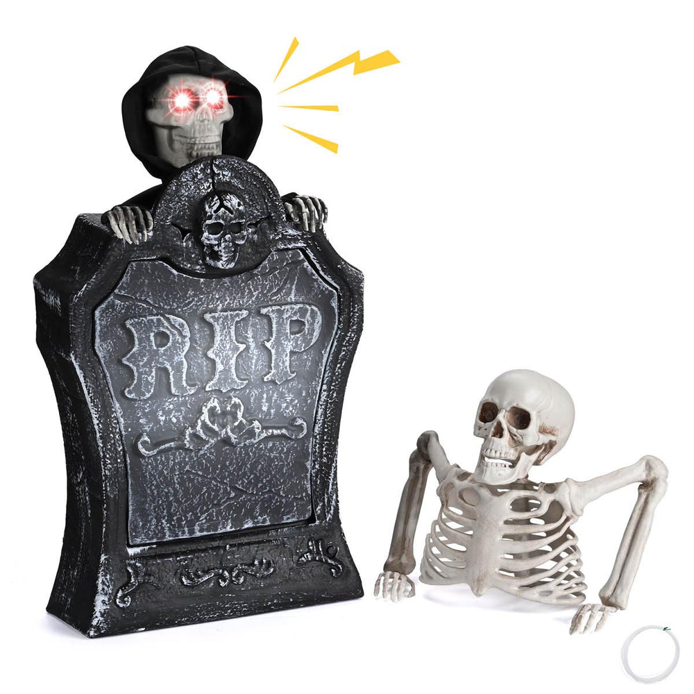 Yescom Tombstone with Groundbreaker Skeleton Halloween Animatronic Image