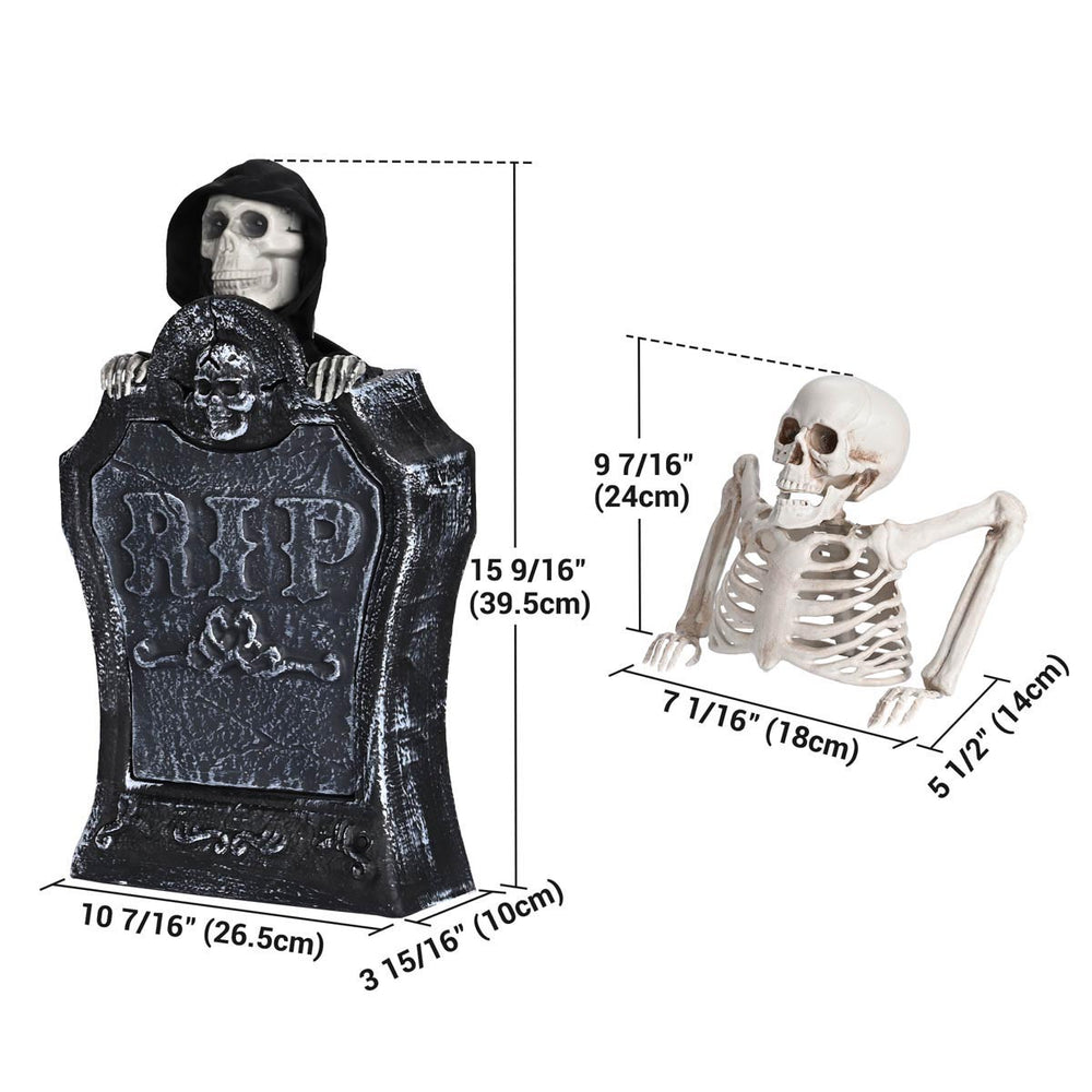 Yescom Tombstone with Groundbreaker Skeleton Halloween Animatronic Image