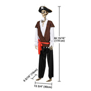 Yescom 5.6ft Skeleton Posable Halloween Decoration with Pirate, Cowboy, Day of Dead Costume Image