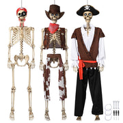 Yescom 5.6Ft Halloween Skeleton Set - Posable Pirate Captain & Cowboy Image