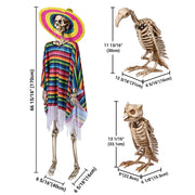 Yescom 5.6Ft Halloween Posable Skeletons with Vulture & Owl Combo Image
