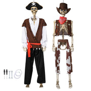 Yescom 5.6Ft Halloween Skeleton Set - Pirate Captain & Cowboy Image