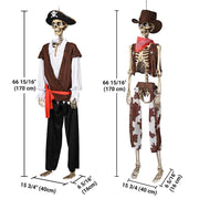 Yescom 5.6Ft Halloween Skeleton Set - Pirate Captain & Cowboy Image