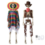 Yescom 5.6Ft Posable Cowboy & Day of the Dead Halloween Skeletons Combo Image