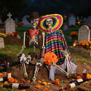 Yescom 5.6Ft Posable Cowboy & Day of the Dead Halloween Skeletons Combo Image
