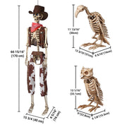 Yescom 5.6Ft Halloween Skeleton Set - Cowboy with Vulture & Owl Image