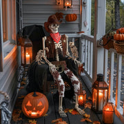 Yescom 5.6Ft Halloween Skeleton Set - Cowboy with Vulture & Owl Image