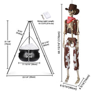 Yescom 5.6Ft Halloween Skeleton Set - Cowboy & Lighted Witch Cauldron Image